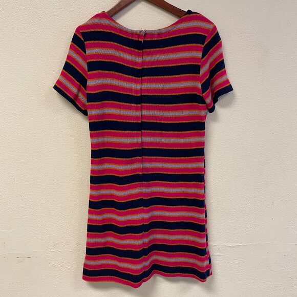Vintage 70s Handmade Striped Mod Knit Sweater Shift Dress | Size M/L - Picture 9 of 12
